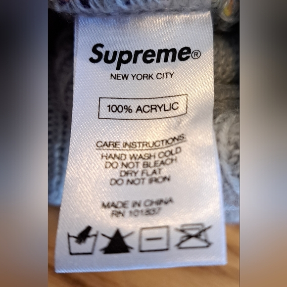 NWOT Rare Supreme Grey Aztec Boho Neutral Casual Streetwear Beanie Hat Cap - Picture 5 of 5